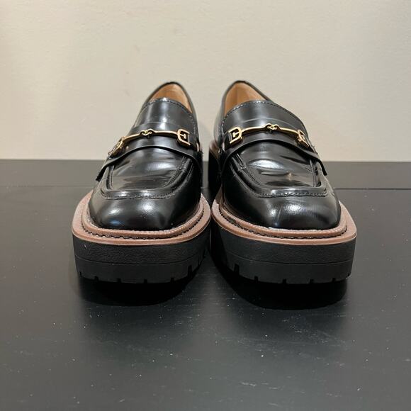 Sam Edelman Glossy Black Loafers with Gold Accent - Picture 6 of 13